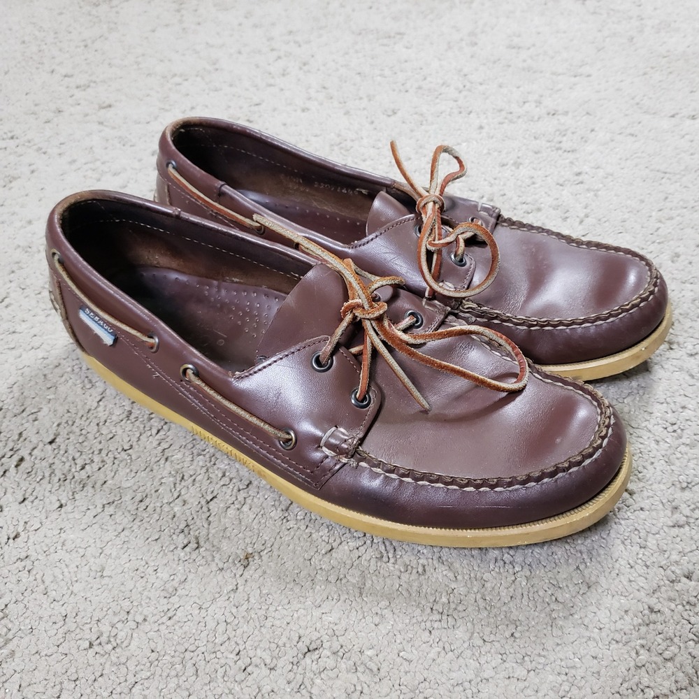 Sebago Docksides Mens 11.5 M Brown Leather Deck Boat Shoes Nautical Loafers